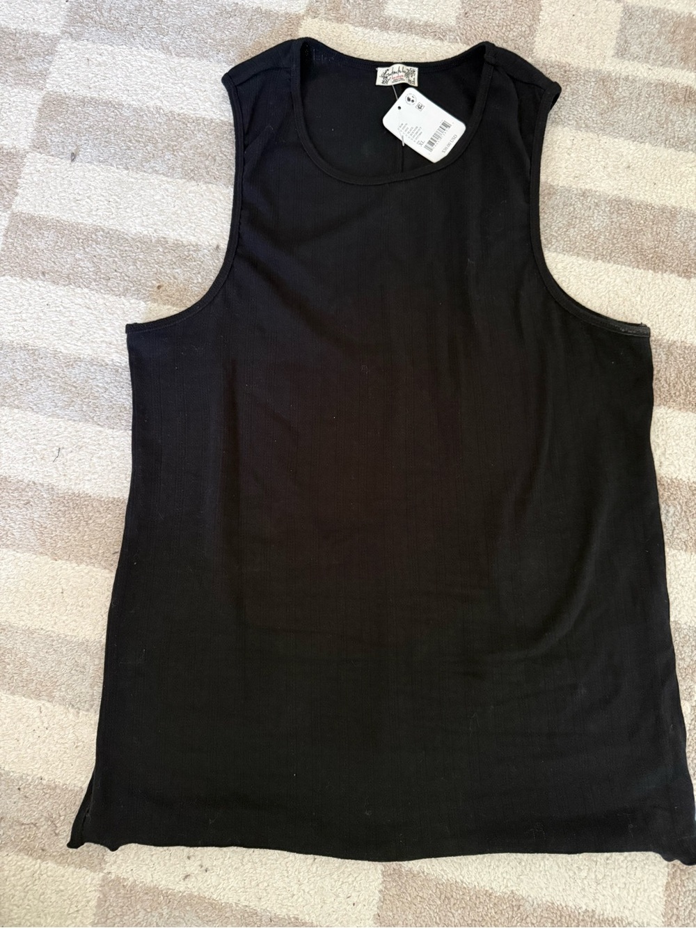 Free People Black Ribbed Tank Top